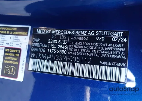 2024 Mercedes-Benz Cle 300 4Matic z USA, uszkodzony, nr VIN W1KMJ4HB3RF035112